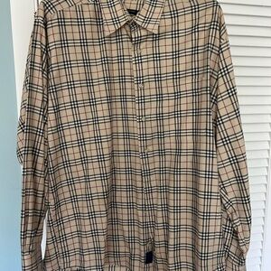 Burberry Beige and Black Checkered Men's Shirt
